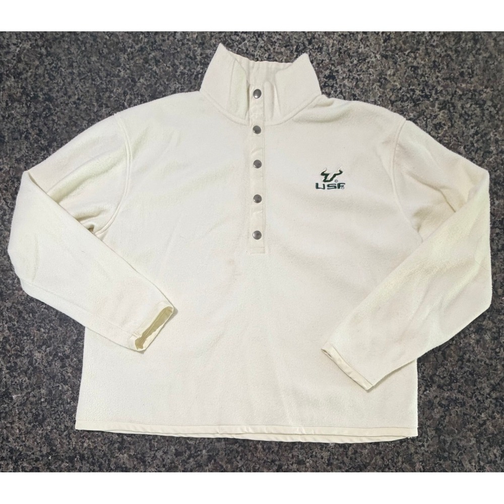 Rivalry Threads USF Bulls Fleece Pullover Cream Mock‎ Neck Quarter Zip Youth M